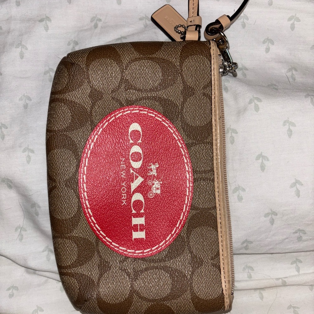Coach Signature Brown and Red Wristlet